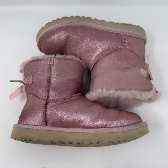 UGG Bailey Bow Pink Metallic Short Boots - Picture 6 of 12